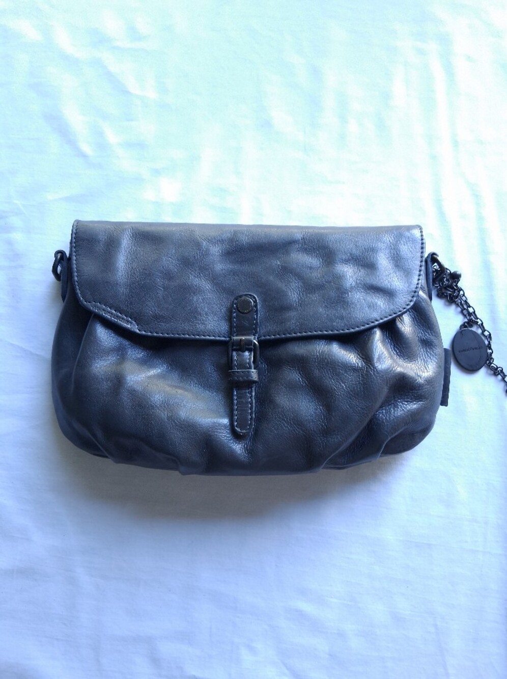 Aunts & Uncles Leather Clutch Dark Gray- Blue